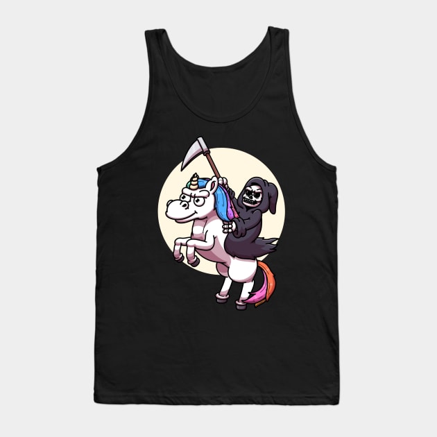 Grim Reaper Riding Unicorn Night Edition Tank Top by TheMaskedTooner